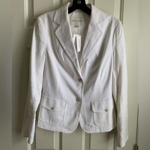 NWT Womens Banana Republic Jacket Blazer Linen Blend White Size 6